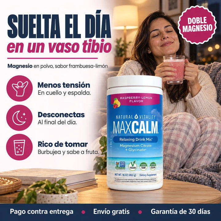 MaxCalm · Magnesio en polvo sabor frambuesa-limón 453 g